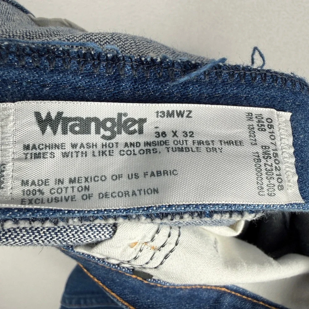 Wrangler 13MWZ Jeans Mens 36x32 Blue Cowboy Cut Denim Straight Leg Western